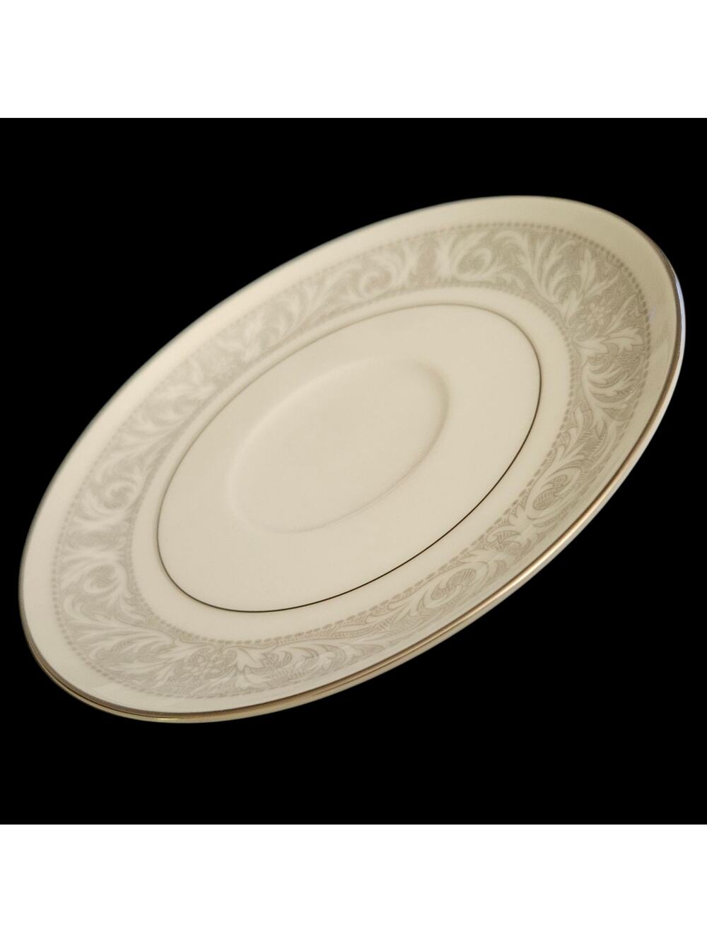 Imperial China Whitney 5671 Saucers Set of 2 Silver Scroll Trim